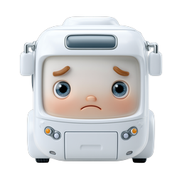 Sad Cute Bus Character Icon - Clay 3D Style
