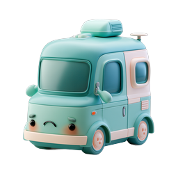 可爱忧郁风 Kawaii 露营车 3D 图标