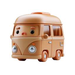 ไอคอน 3D รถบ้านวินเทจหน้าเศร้า