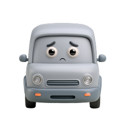 Trauriger Auto-Charakter 3D-Icon - Cartoon-Fahrzeug im Clay-Stil