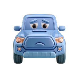 Trauriger Cartoon-Auto-Charakter - Ausdrucksstarkes 3D-Knet-Icon