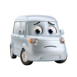 Sad Blue Cars Character Icon - Pixar Style Van