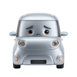 Sad Cartoon Car Character - 3D Rendered Icon