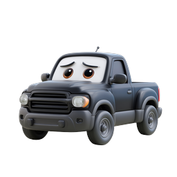 Sad Cartoon Pickup Truck Character Icon 3D Render
