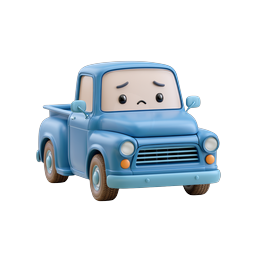 Sad Cartoon Pickup Truck Character Icon