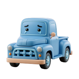 Sad Clay Blue Truck Icon - Emotional Cartoon Vehicle