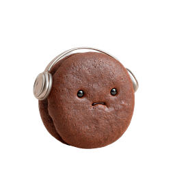 Sad Cookie with Headphones - Cute 3D Music Icon