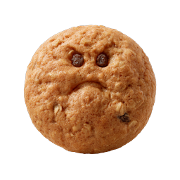 Icono de galleta triste - Dulce horneado realista con gesto triste