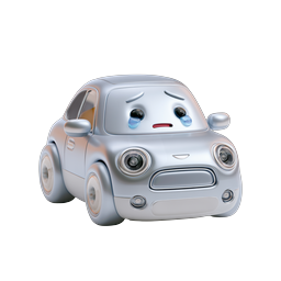 Sad Crying Cartoon Car Icon - 3D Clay Style