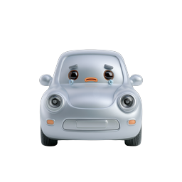 Sad Crying Cartoon Car Icon - 3D Rendered Character