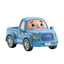 Sad Crying Cartoon Truck Icon - 3D Character Vehicle