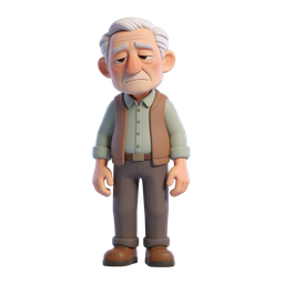 Sad Elderly Man Icon for Emotional Themes
