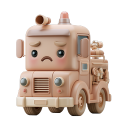 Cute Sad Fire Truck Character - Kawaii Clay Style Icon