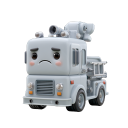 Sad Clay-Style Fire Truck Character Icon | 3D Rendered