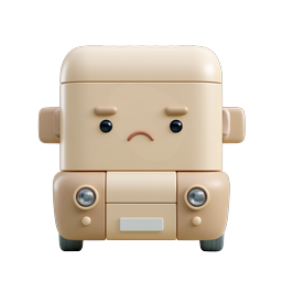 Ícone 3D de personagem de móvel triste estilo argila