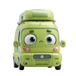 Trauriger grüner Wohnwagen-Charakter - Süßes Cartoon-RV-Icon