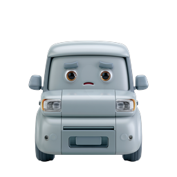 Sad Minivan Character 3D Icon | Expressive Cartoon Vehicle