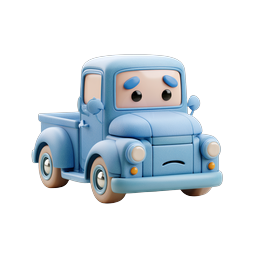 Sad Pickup Truck Cartoon 3D Icon - Cute Vehicle Character
