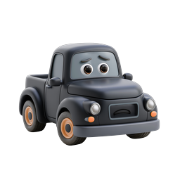 Sad Cartoon Pickup Truck 3D Clay Icon Character