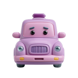 キュートで悲しいピンクのタクシー 3Dアイコン - カートゥーン車両