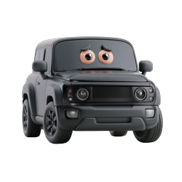 Sad Cartoon SUV with Expressive Eyes - 3D Icon