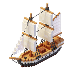 Pixel Art Ship Icon for Nautical Designs