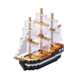 Pixelated Sailing Ship Icon for Nautical Projects