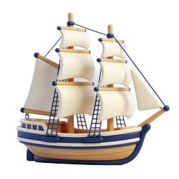 Sailing Ship Icon - 3D Tall Ship Maritime Design