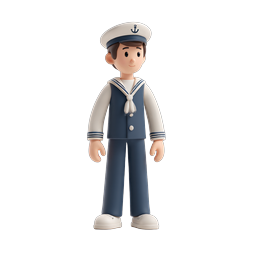 Cute 3D Sailor Boy Character Icon | Nautical Design