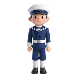 Cute 3D Sailor Boy Character Icon - Naval Mascot