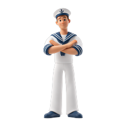 Ícone de Personagem Marinheiro - Figura de Oficial Naval 3D