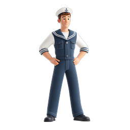 Matrosen-Charakter-Icon | 3D-Maritime Illustration