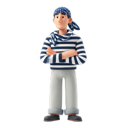 3D Sailor Character Icon - Nautical Maritime Mascot