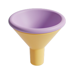 3D Sales Funnel Icon | Purple & Yellow Conversion Filter