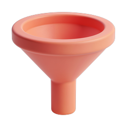 3D Sales Funnel Icon - Coral Red Marketing Tool