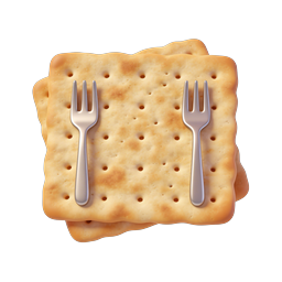 Icono 3D de comida: galletas saladas con tenedores