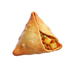 Realistic 3D Samosa Icon - Indian Fried Pastry