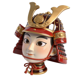 3D Samurai Helmet Icon - Japanese Kabuto Design