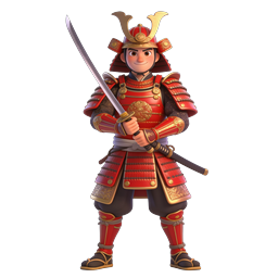 Samurai Warrior Character Icon - 3D Rendered