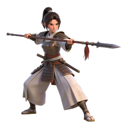 Female Samurai Warrior Character Icon - 3D Rendered