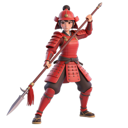 Samurai Warrior Character Icon - 3D Rendered Red Armor