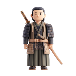 Japanese Samurai Warrior 3D Character Icon