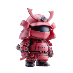 かわいい侍戦士の 3D キャラクターアイコン