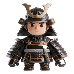 Chibi Samurai Warrior Character Icon | 3D Render