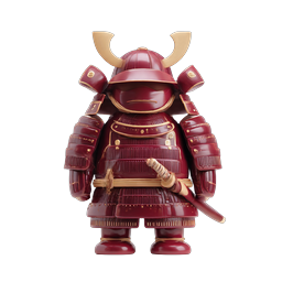 侍戦士キャラクターアイコン - 3Dレンダリングされた日本甲冑