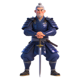 Samurai Warrior Character Icon - 3D Japanese Knight