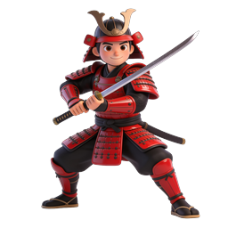 Samurai Warrior 3D Character Icon - Red Armor Katana