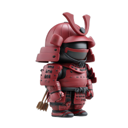 Süßes rotes Samurai-Krieger 3D-Charakter-Icon