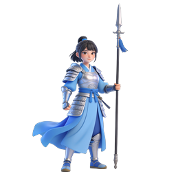 Female Samurai Warrior with Spear - 3D Anime Icon