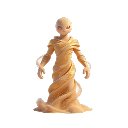Icône de personnage 3D esprit de sable mystique avec touches dorées